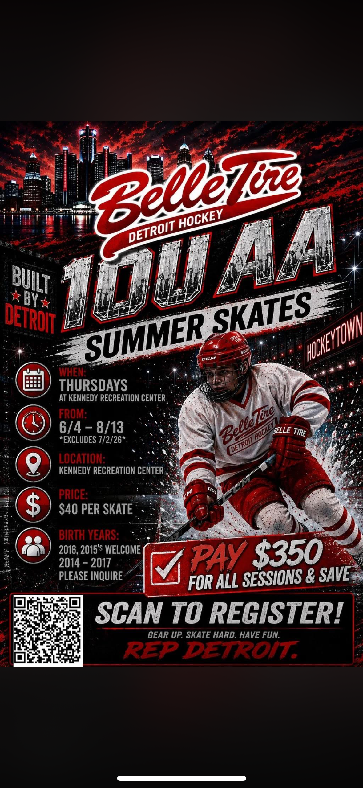 Belle Tire Detroit Hockey 10U AA Summer Skates image